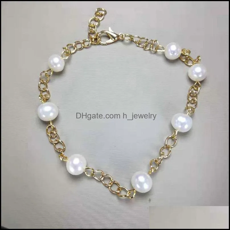 Beaded Wholesale 100% Freshwater Pearl Bracelet For Women 6-7Mm Potato-Shaped White Bracelets Adjustable Fashion Jewelry Xmas Drop De Dhzkd