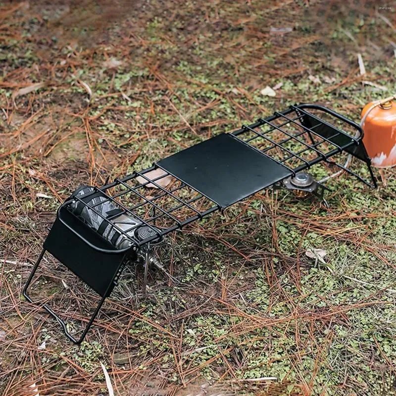 Camp Furniture Camping Cooking Grate Heavy Duty Foldable Height Adjustable Retractable Folding Campfire Grill For BBQ Outdoor Picnic