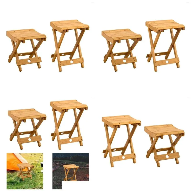 Camp Furniture Bamboo Folding Stool Ultralight Camping Chair For Backyard Yard Fishing