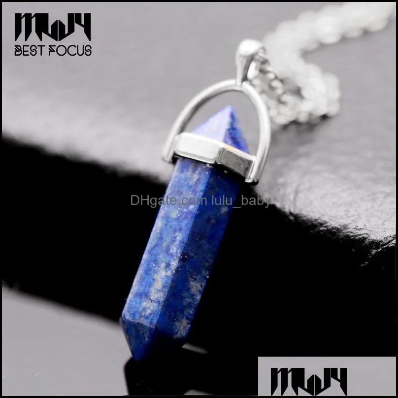 Pendant Necklaces Fashion Crystal Natural Stone Necklace Rock Gem Turquoise Reiki Chain Pendants 16Pcs/Lot Drop Delivery Jewe Dhgarden Dhjq4