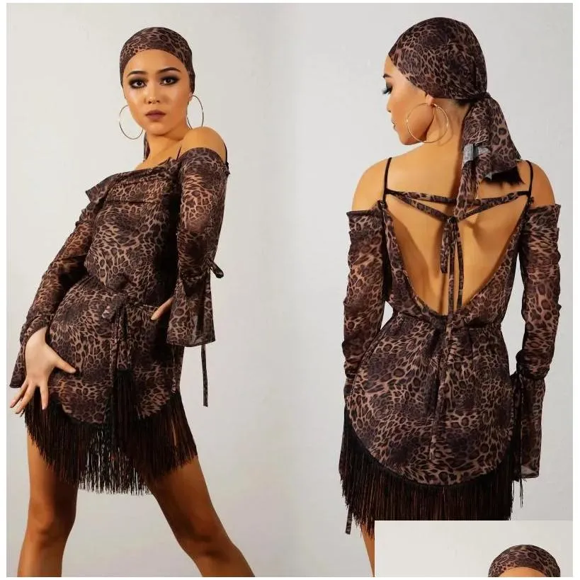 Stage Wear Latin Dance Dress Women Loose Practice Clothes Off Shoulder Sexy Tassel Rumba Salsa Performance Costume Prom DNV17370
