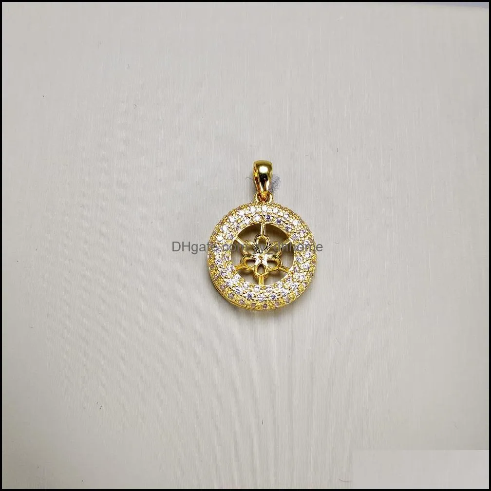 Jewelry Settings Shine Zircon Pendant Gold Pated Pearl Necklace Sliver Diy With Chain Wedding Drop Delivery Dhiys