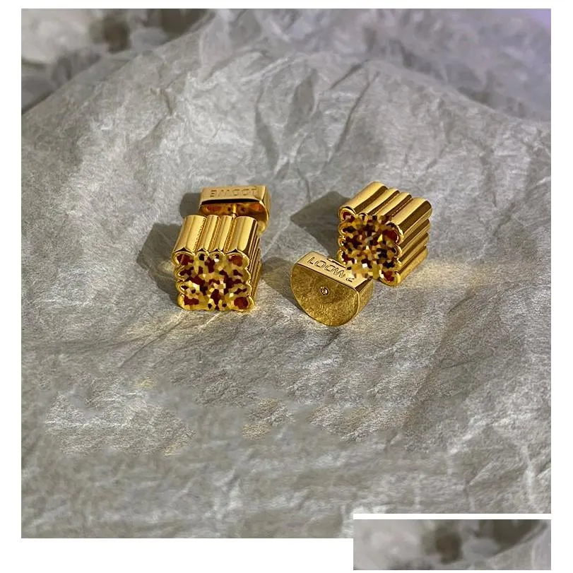 earrings designer for women 18k gold plated stud solid earrings brand design with box party weddings jewelry gift