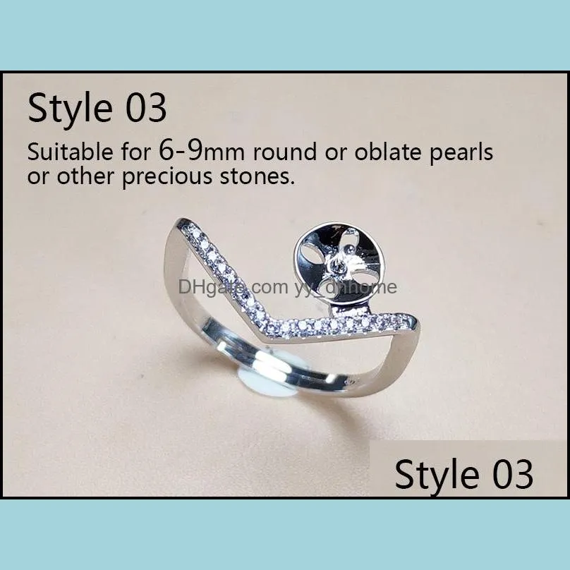 Jewelry Settings Diy Pearl Rings Accessories S925 Sier Ring For Women Adjustable Blank Fashion Gift Drop Delivery Dhp9Q