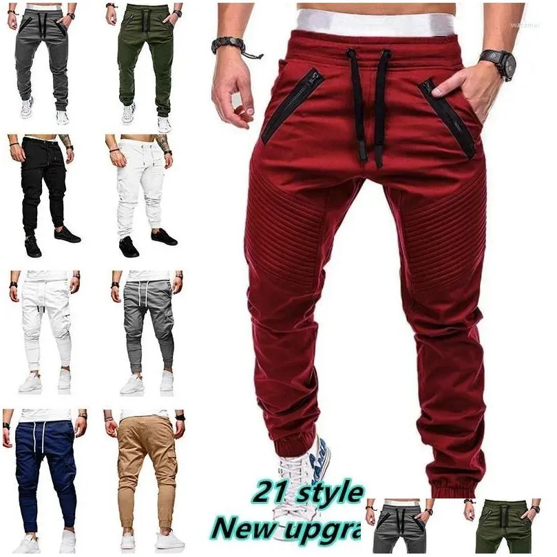 Men`s Pants Mens Casual Sports Sweatpants Male Jogger Cargo Harem Pencil Drawstring Trousers Streetwear