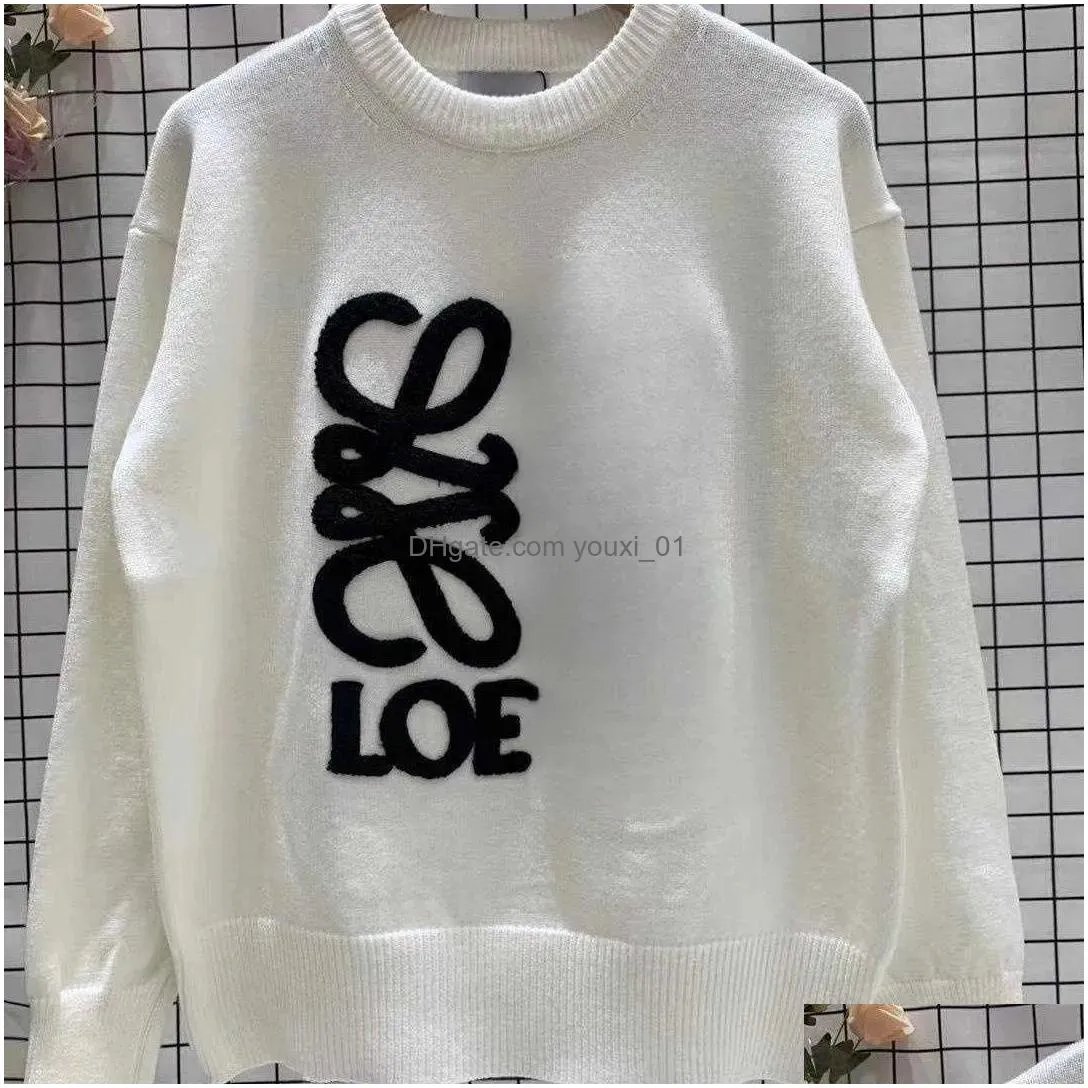 Women`S Sweaters Autumn Winter Knitted Sweater Womens Towel Embroidery Knitwear Designer Warm 23Ss New Long-Sleeved Plover Bottoming Dhrmk