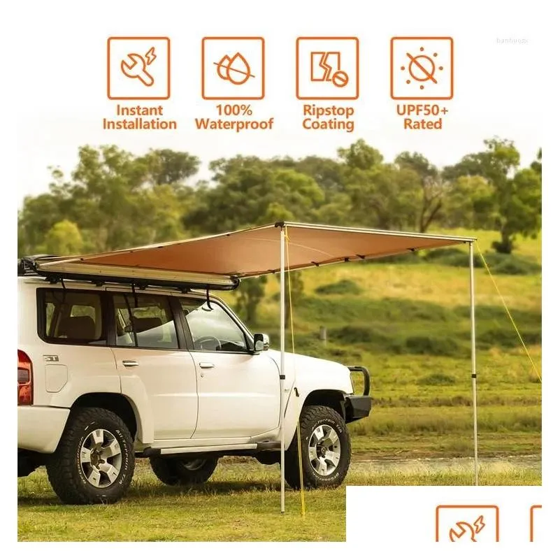 Tents And Shelters Canopy Portable Vehicle Awning Sun Shelter For 1-2 People 2 2.5m Traveling Camping 4X4 Car Side On Sale