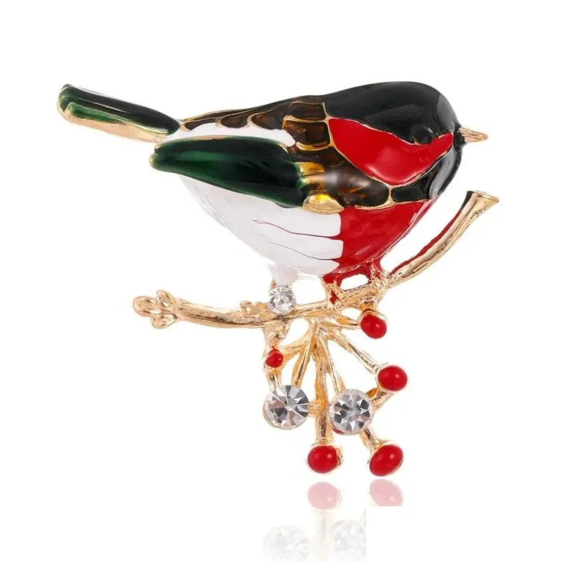 Brooches 1PC Simple Style Alloy Dripping Oil Bird Brooch Fashion Personality Animal Corsage Pin Accessories