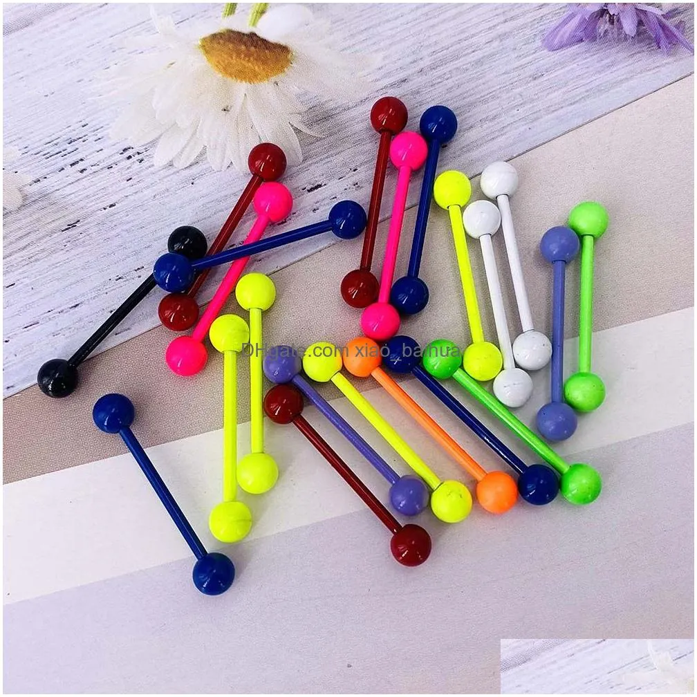 10pcs/lot mix color tongue barbell ring stainless steel tongue piercing wholesale piercing tongue piercing body jewelry
