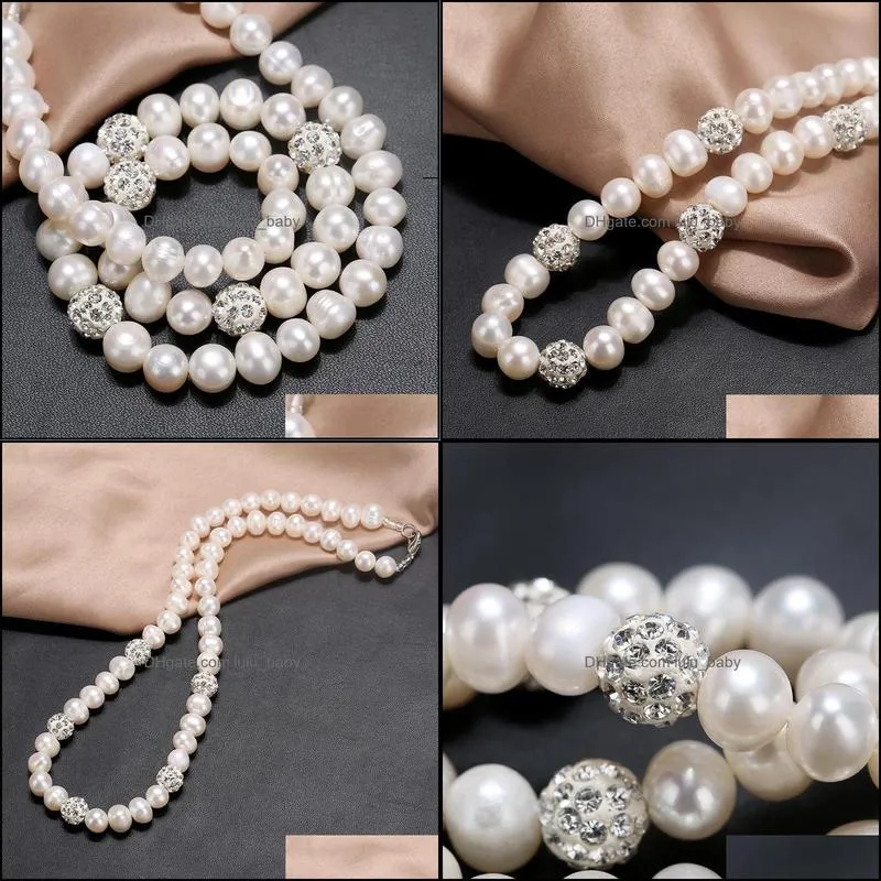 Beaded Necklaces 100% Freshwater Pearl Necklace For Women 8-9Mm White Potato Shape Wholesale Jewelry Gifts 6 Pcs/Lot Drop Delivery Pen Dhzu9