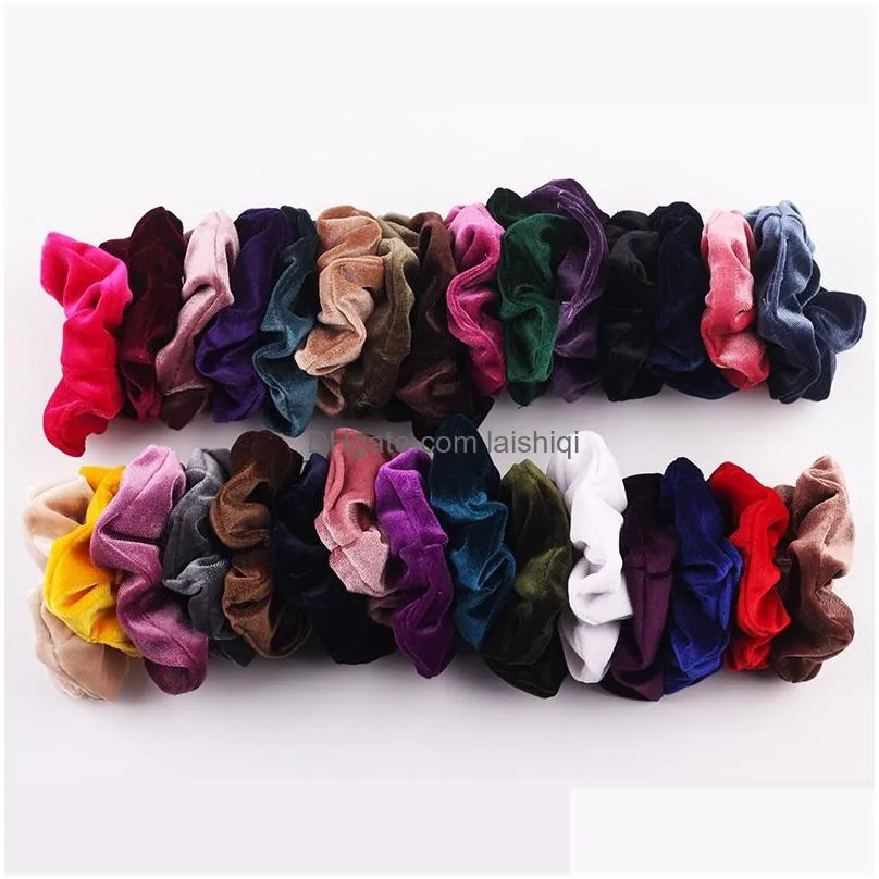 40 colors velvet hair scrunchies elastic hairband solid color women girls headwear ponytail holder hairs accessories 50pcs8323765