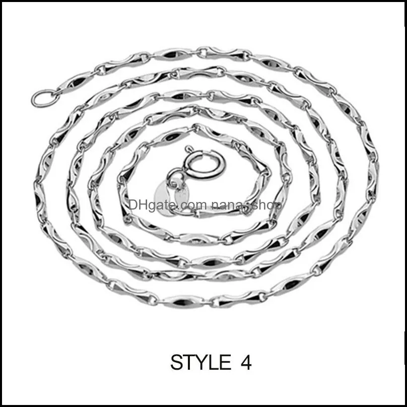 Chains Fashion 925 Sier Necklace 7 Styles Chain 1.2 Mm Necklaces 16 Inches Jewelry 50Pcs/Lot Drop Delivery Pendants Dhgarden Dhlya