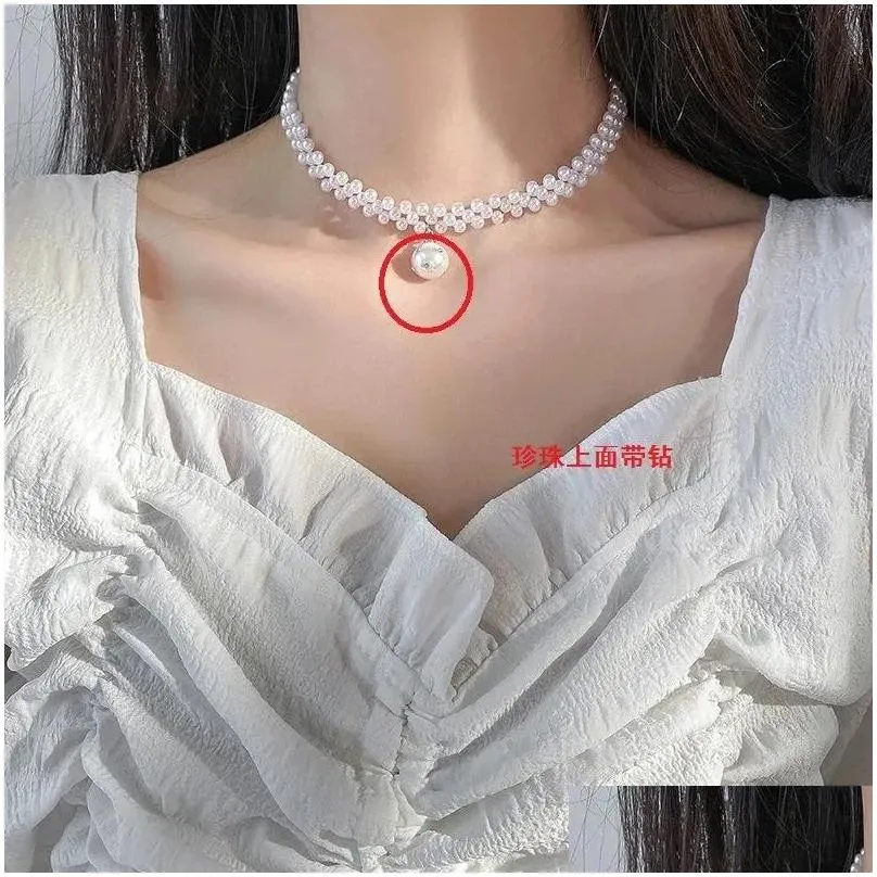 Chains Pearl Woven Choker Necklace In South Korean Design Clavicle Chain Summer Women`s Style