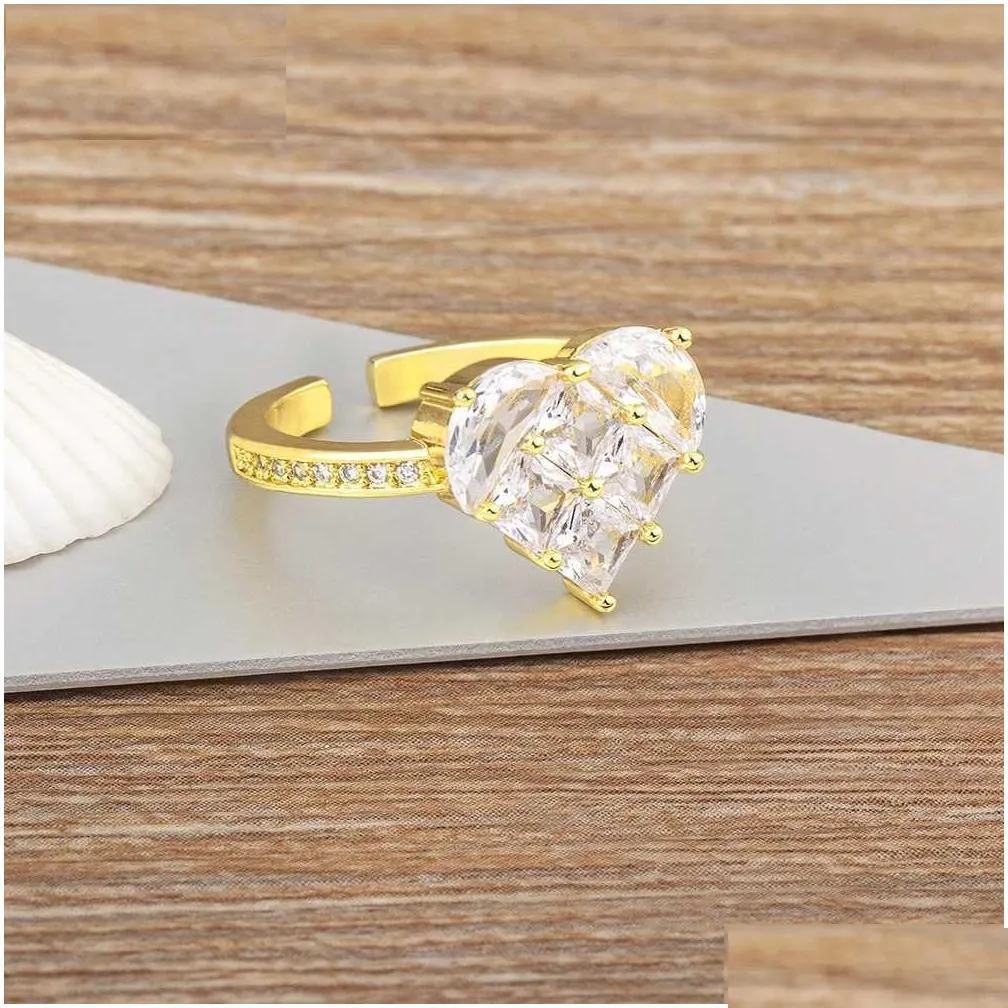 wedding rings nidin romantic heart ring white zircon open adjustable simple design premium finger jewelry fine wedding party gift wholesale