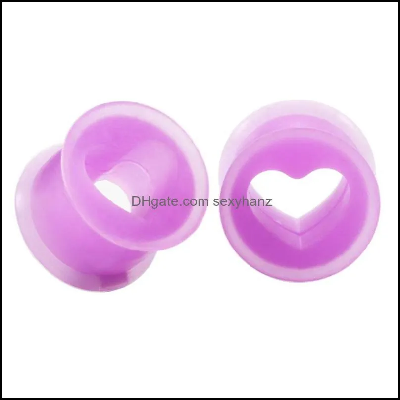 Plugs & Tunnels Soft Silica Ear Tunnel Hollow Heart 6- 16Mm Body Jewelry Gauges Sile Mix Colors Drop Delivery Dhgarden Dhi7N