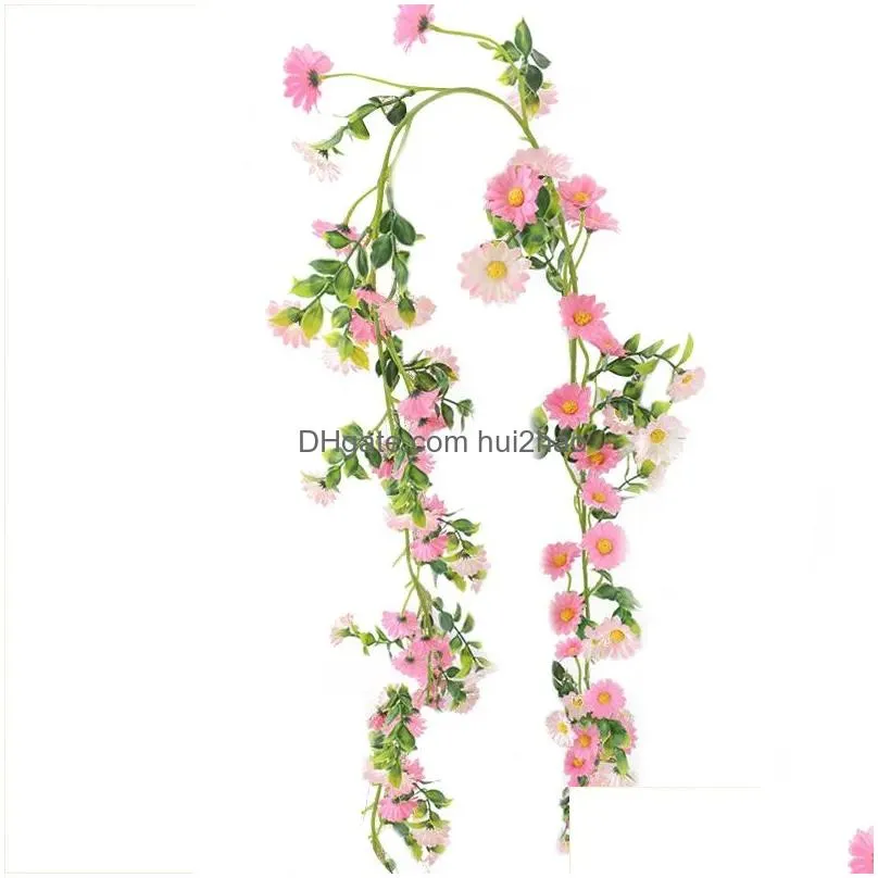 decorative flowers 210cm artificial daisy vine hanging simulation flower rattan for wedding garden railings with flowering vines