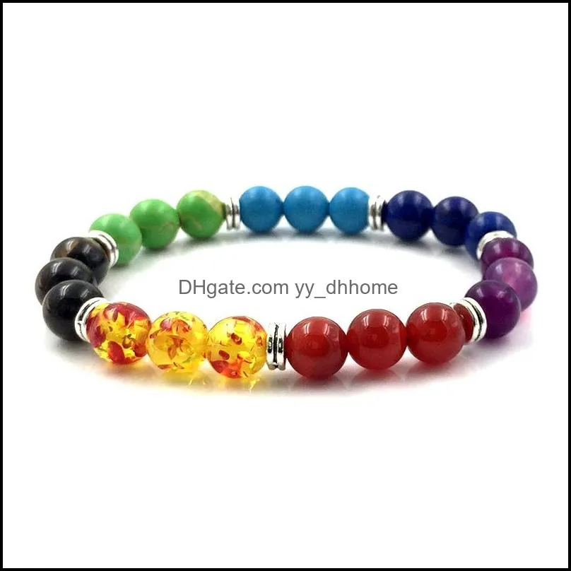 Beaded 7 Chakra Healing Bracelet Colorf 8Mm For Women Men Jewelry Gift Drop Delivery Bracelets Dhqkr