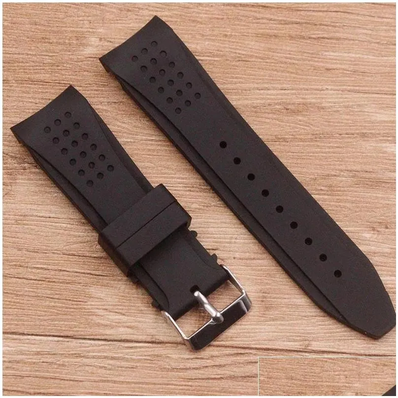 watch bands accessories silicone strap curved interface 24mm pin buckle mens for all brands