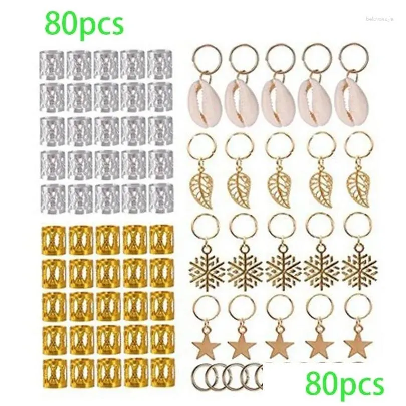 Hair Clips Metal African Rings Beads Cuffs Dreadlock Braids Jewelry Decoration 40GB