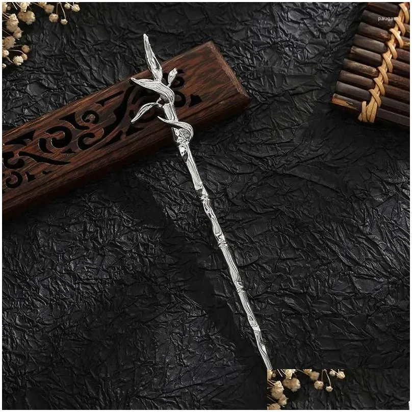 Hair Clips Bamboo Shaped Stick For Women Girls Vintage Chinese Chopstick Gold Silver Color Hanfu Hairpin Jewelry Gift