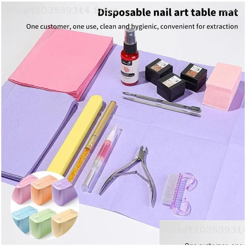 Nail Art Kits 125Pcs Table Mat Disposable Clean Pads Beauty For Nails Care Polish Waterproof Tablecloths Manicure Tool Lint Paper