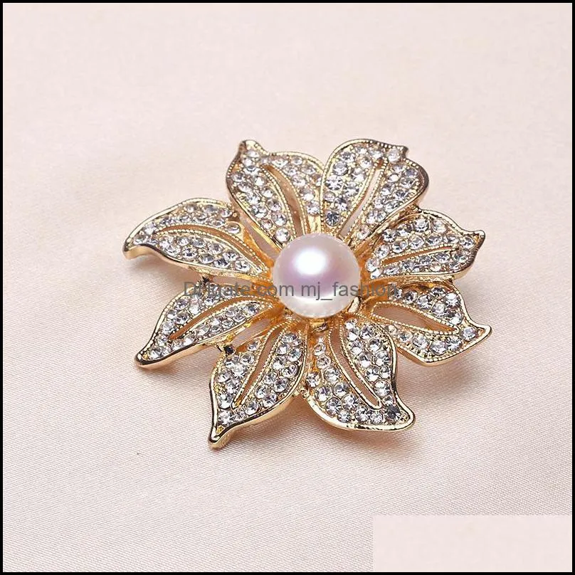Jewelry Settings Flower Pearl Brooch Rhinestone For Women Fashion Accessories 9 Styles Diy Pins Christmas Drop Delivery Dhgarden Dhvbd