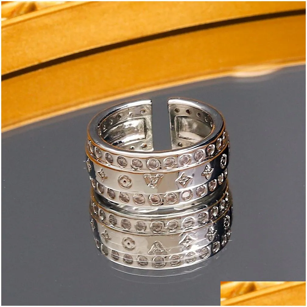 Gold Plated Titanium Steel Ring Designer Adjustable for Women Letter Printing Couple Rings Trendy Holiday Gift