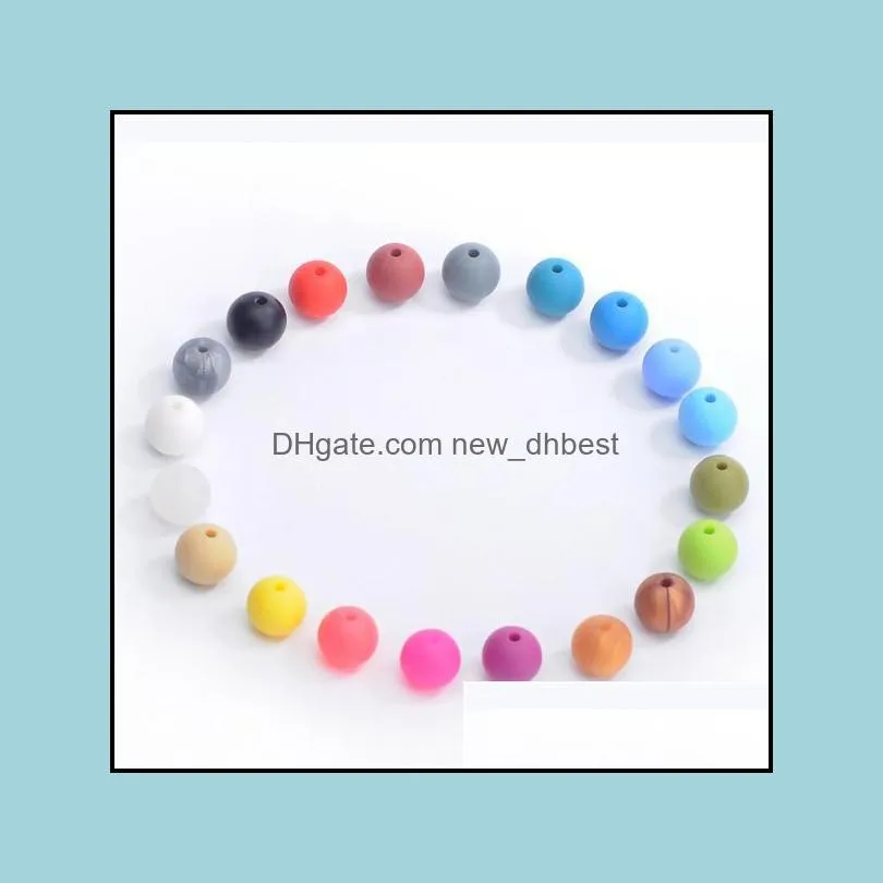 Other 9Mm Sile Beads Food Grade Teething Nursing Chewing Round Loose Colorf Diy Necklace Teether Jewelry Sensory Drop Delivery Dhhse