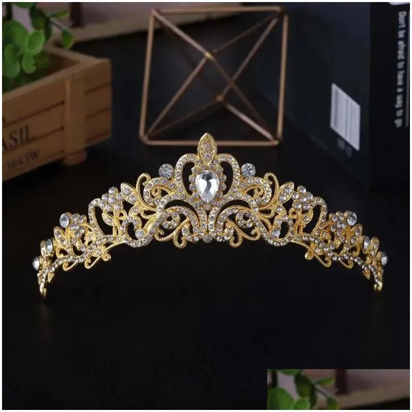 Hair Clips Princess Crown Alloy Rhinestone Headband Crystal Bridal Korean Style Headwear Wedding Jewelry Women Tiara