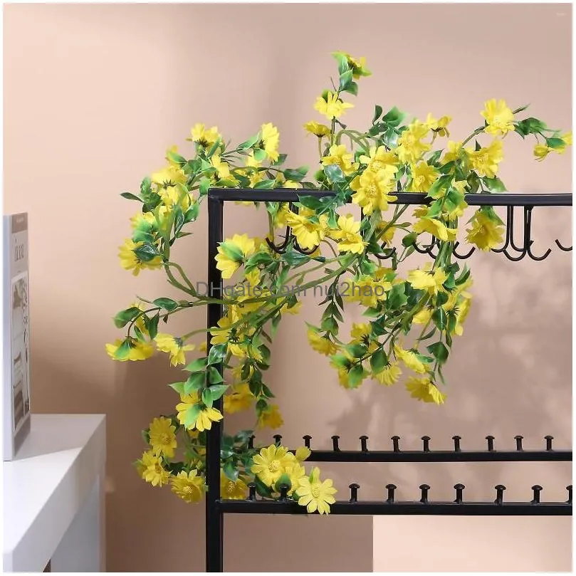 decorative flowers 210cm artificial daisy vine hanging simulation flower rattan for wedding garden railings with flowering vines