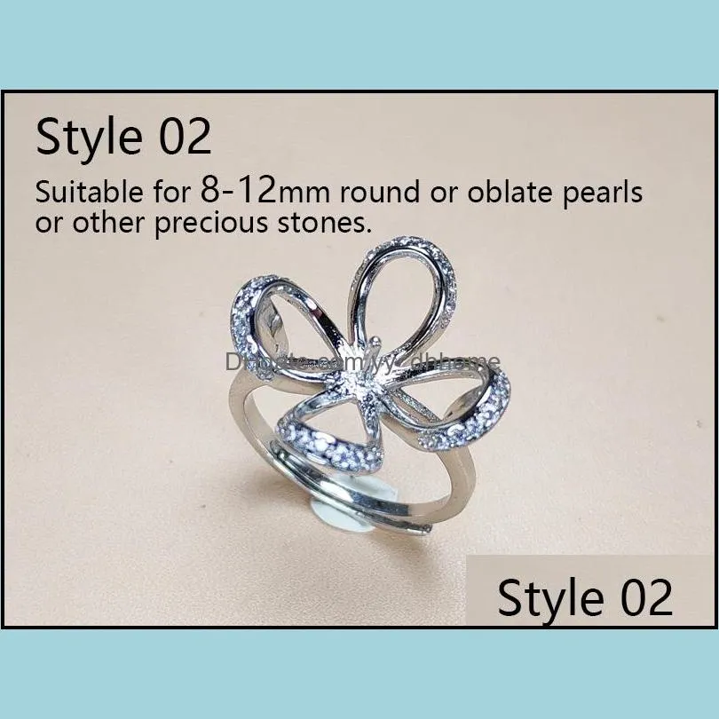 Jewelry Settings Diy Pearl Rings Accessories S925 Sier Ring For Women Adjustable Blank Fashion Gift Drop Delivery Dhp9Q