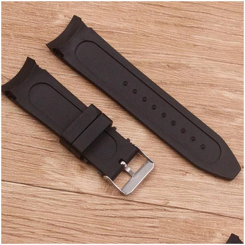 watch bands accessories silicone strap curved interface 24mm pin buckle mens for all brands