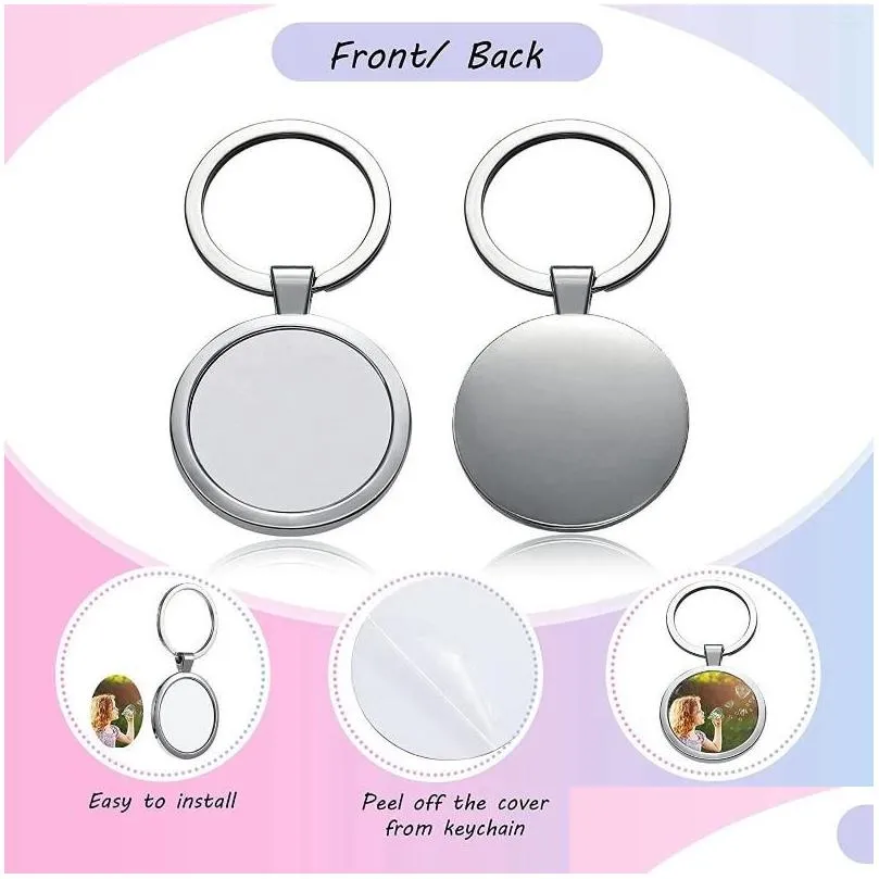 keychains 12 pcs sublimation blank keychain round heat transfer metal board key rings thick po