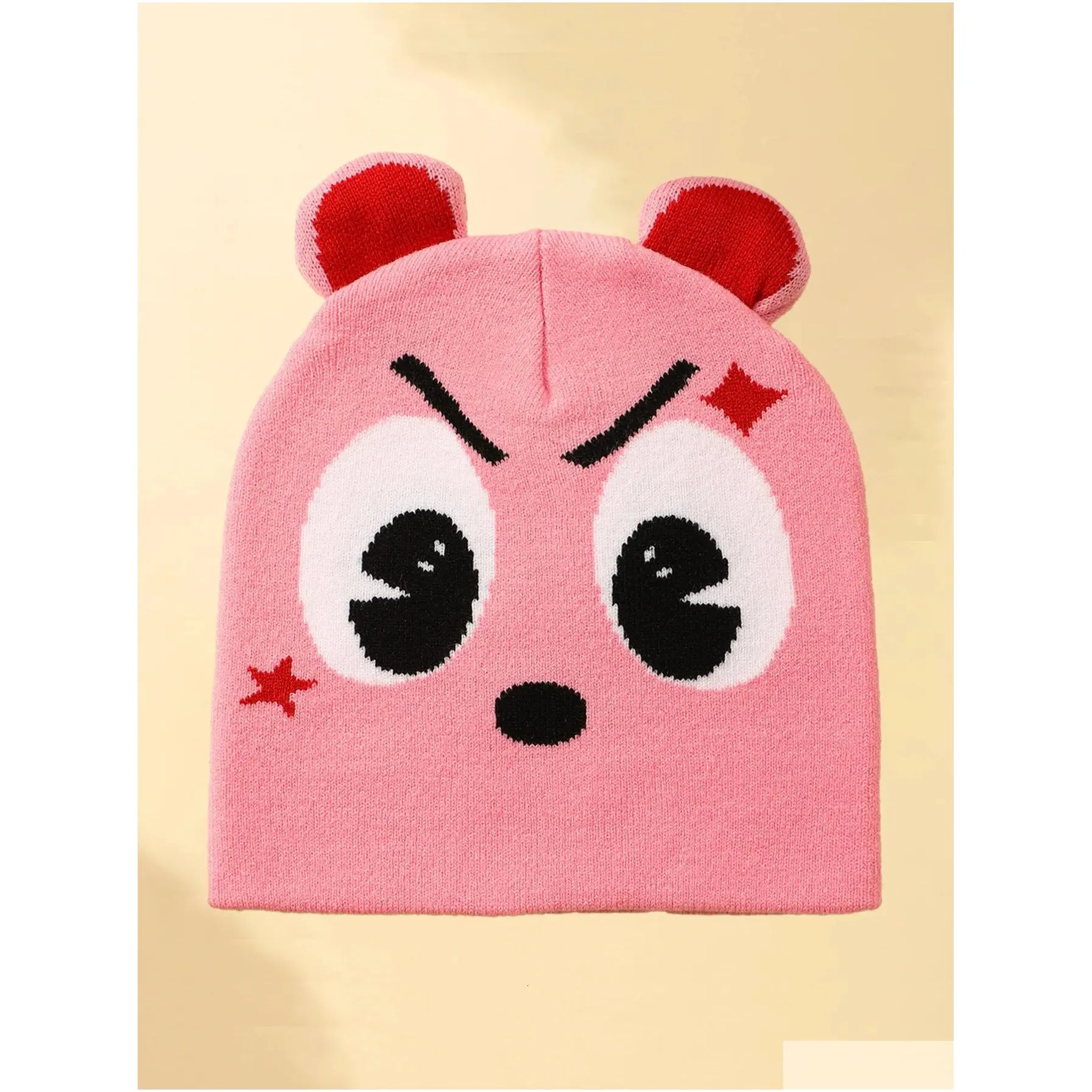 unisex kawaii cute fashion hat winter knitted hats party pink funny beanie cap for women men design hip-hop personality cold y2k