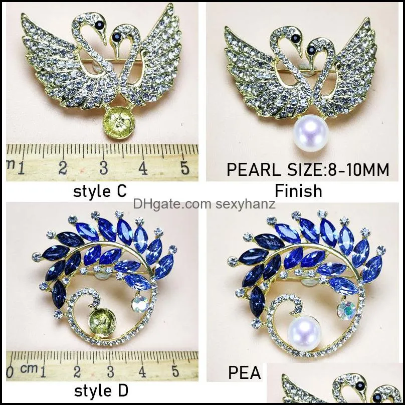 Jewelry Settings New Pearl Brooch Rhinestone For Women Fashion Accessories Diy Pins Christmas Present Drop Delivery Dhq2C