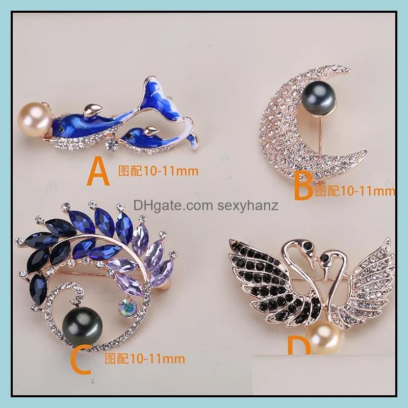 Jewelry Settings Wholesale Pearl Brooch Setting Rhinestone For Women Fashion Accessories 24 Styles Diy Pin Christmas Drop Delivery Dha3Z