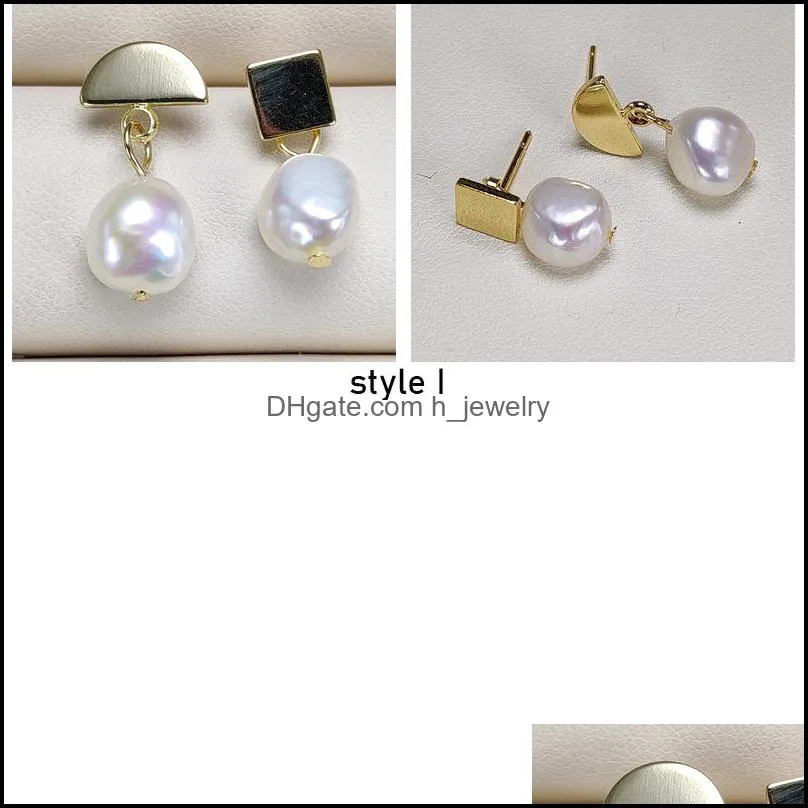 Stud Freshwater Baroque Pearl Earrings 14K Gold Fill 8-9Mm Earring For Women Geometric Diy Wedding Gift Drop Delivery Jewelry Dhsfa