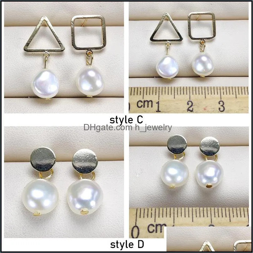 Stud Freshwater Baroque Pearl Earrings 14K Gold Fill 8-9Mm Earring For Women Geometric Diy Wedding Gift Drop Delivery Jewelry Dhsfa