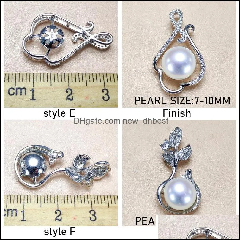 Jewelry Settings 100% S925 Sterling Sier Pendant Pearl Necklace 9 Styles Fashion For Women Girl Diy Christmas Gift Drop Deli Dhgarden Dhil9