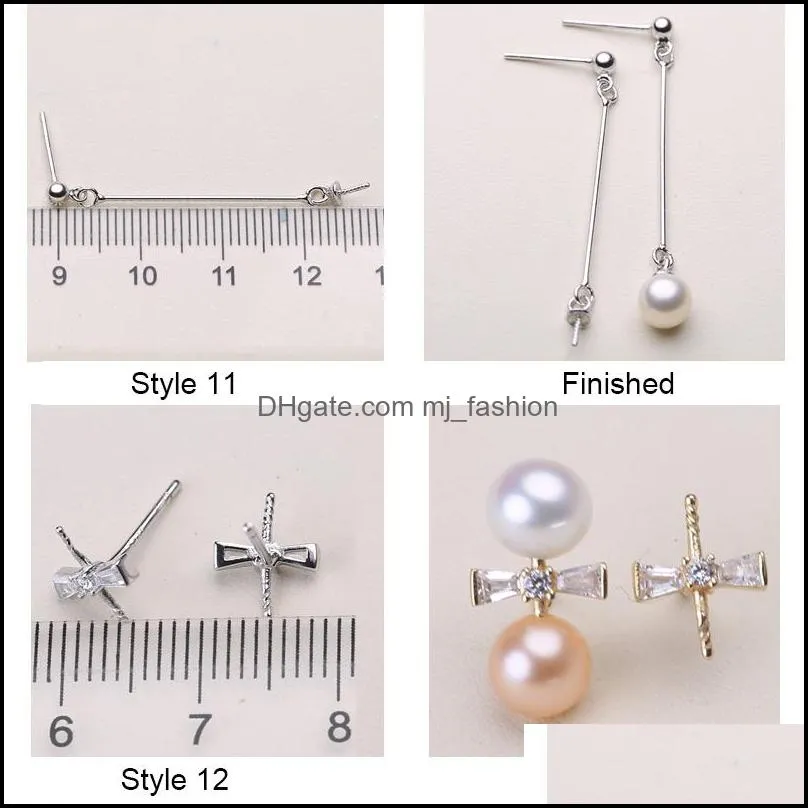 Jewelry Settings Pearl Stud Earrings 100% S925 Sterling Sier Setting Diy Earring For Women Girl Wedding Gift Wholesale Drop Delivery Dhhxd