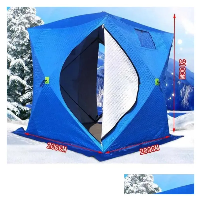 Tents And Shelters Portable Ice Fishing Shelter Easy Set-up Winter Tent Waterproof Windproof Good For In Cold Days