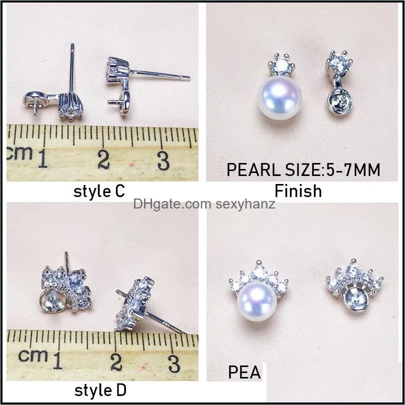 Jewelry Settings Pearl Stud Earrings Accessories 925 Sier Earring For Women Mounting Fashion Blank Diy Wedding Drop Delivery Dhgarden Dhhgg