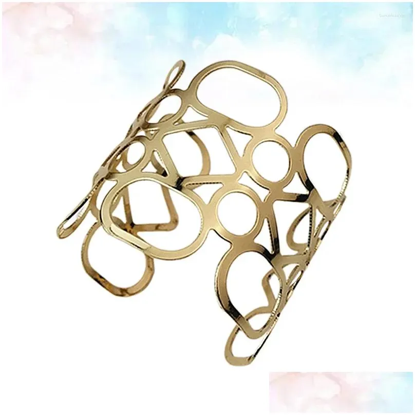 Charm Bracelets Plating Hollow Out Armlet Bracelet Wide Metal Arm Decoration Supplies Armband Golden