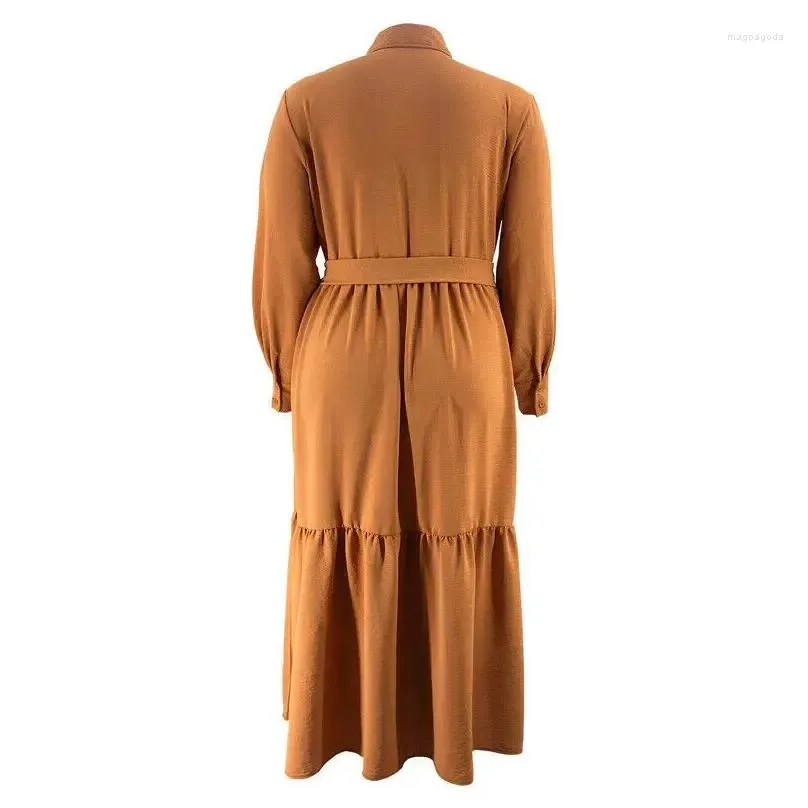 Ethnic Clothing Elegant Women Muslim Islamic Long Sleeve Abaya Kaftan Ruffled Dress Arab Robe Modest Vestidos Spring Clothes