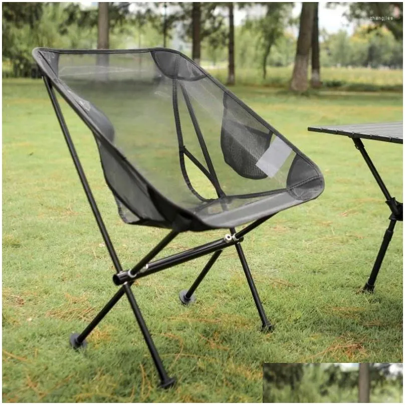 Camp Furniture Ultralight 7075 Aluminum Alloy Detachable Portable Folding Breathable Net Fabric Camping Moon Chairs Beach Fishing