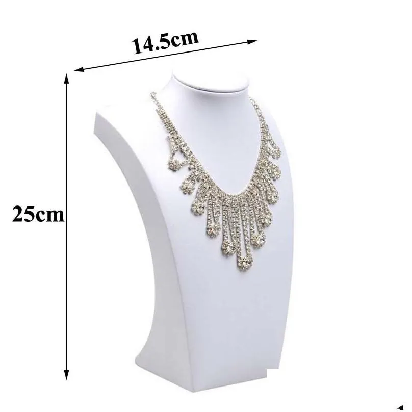 jewelry boxes luxury pu jewelry model bust show exhibitor 5 sizes options white display necklace pendants mannequin jewelry stand organizer