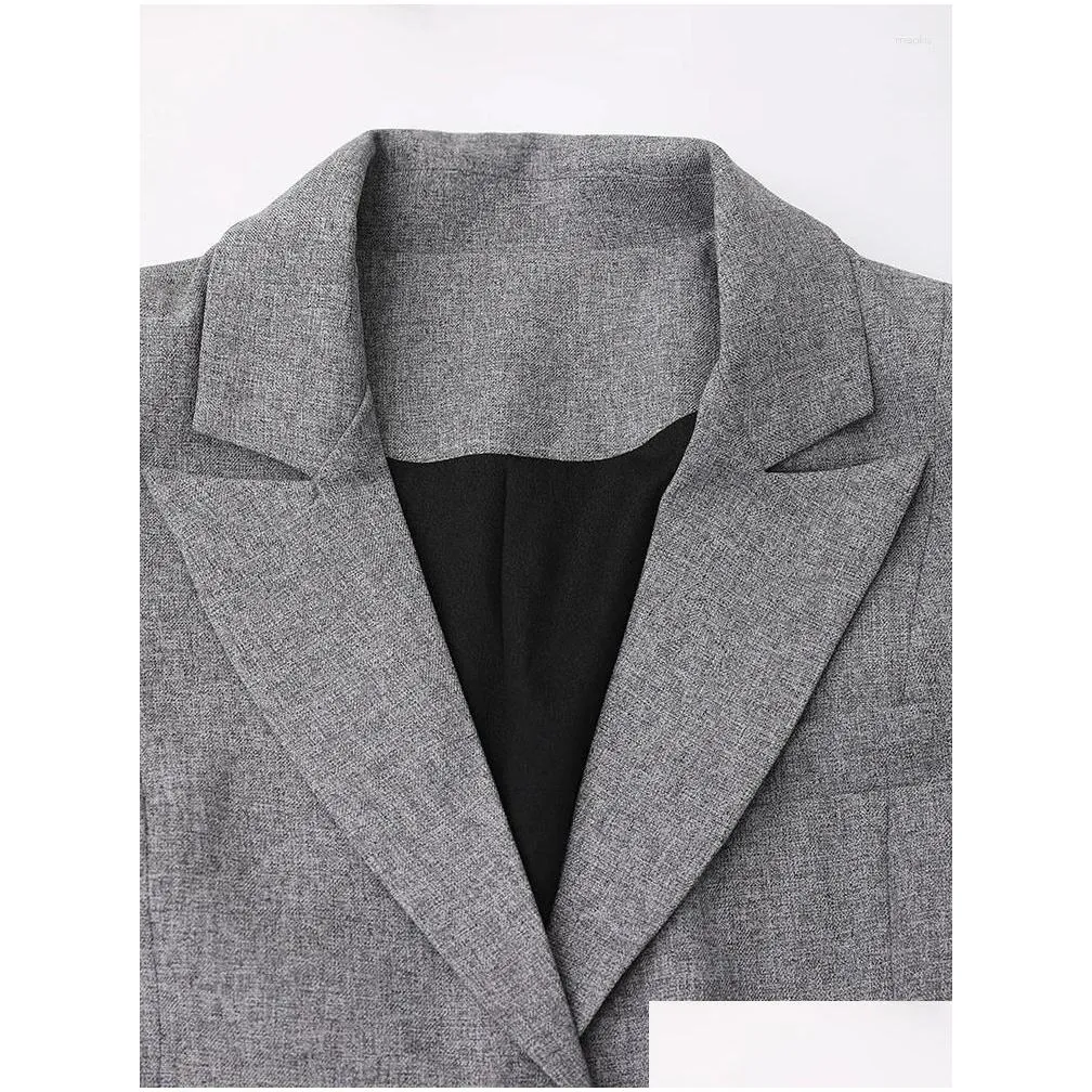 Women`s Suits Contrast Color Blazer Patchwork Diamond Bandage Notched Collar Single Breasted Suit Jackets Summer 2024 Trendy