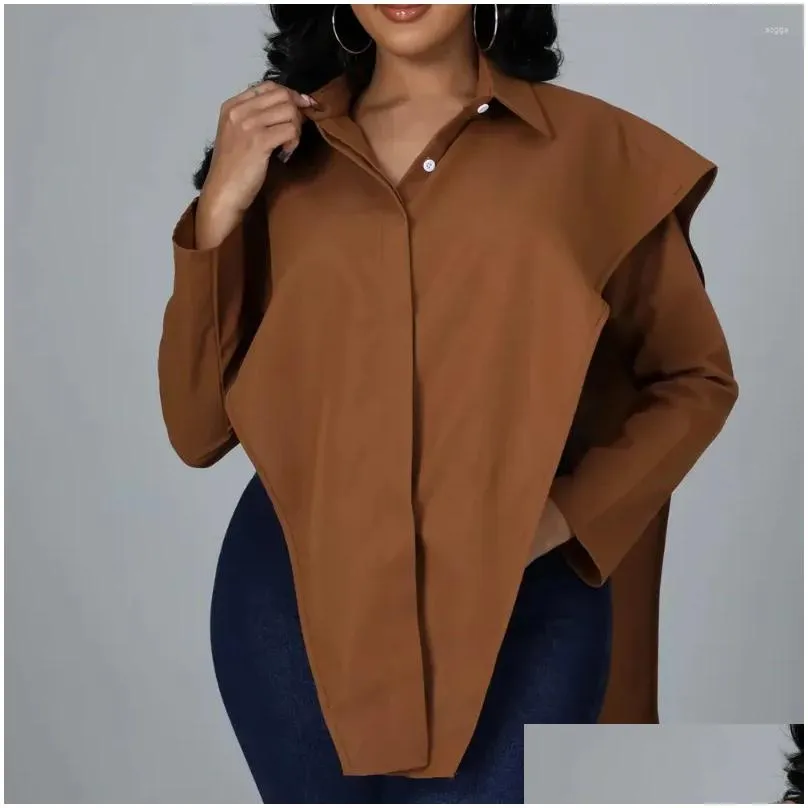 Women`s Blouses EWSFV 2023 Autumn Fashion Women Clothing Sexy Nightclub Loose Casual Solid Color Blouse Long Sleeved Shirt