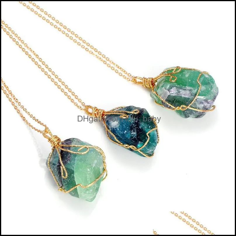 Pendant Necklaces Fashion Natural Stone Necklace Crystal 6 Colors Quartz Sweater Chain Jewelry For Women Christmas Drop Delivery Penda Dhgwl