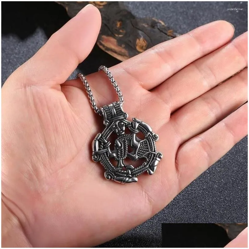 Pendant Necklaces  Pirate Retro Round Hollow Out Necklace Alloy Chain Personality Hip Hop Men Pendants Jewelry Fashion